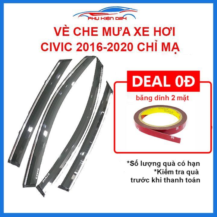 Vè mưa Civic 2016-2017-2018-2019-2020 vè chỉ mạ che mưa bảo vệ xe