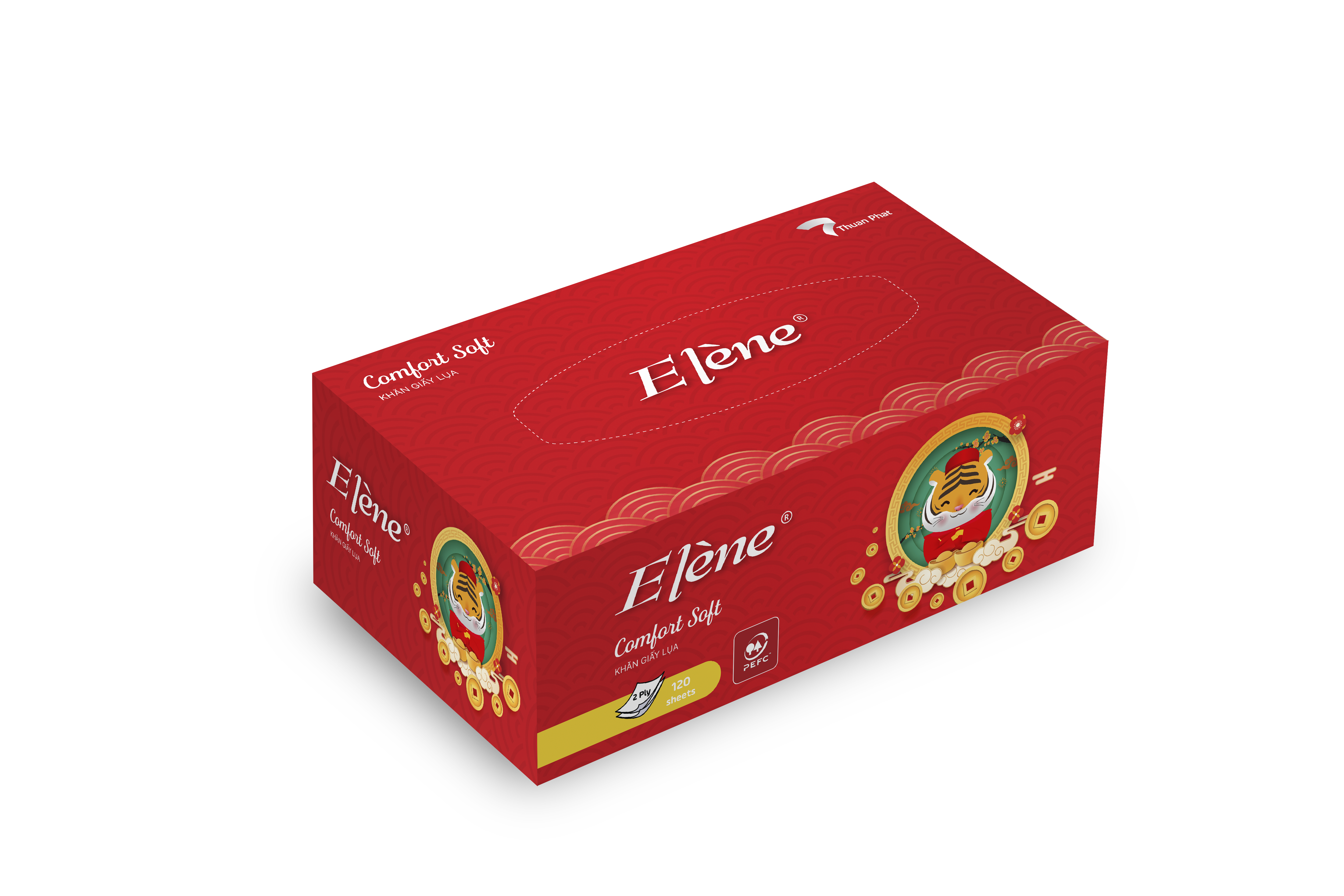 Hộp giấy lụa rút Elene cao cấp bao bì Tết 2022 - chính hãng