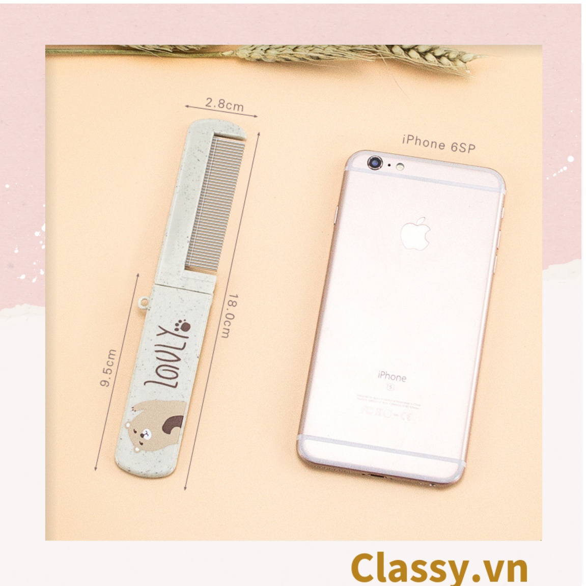 Lược Mini  Classy kèm gương có thể gấp lại, gọn nhẹ, tiện dụng, xinh xắn họa tiết động vật PK951