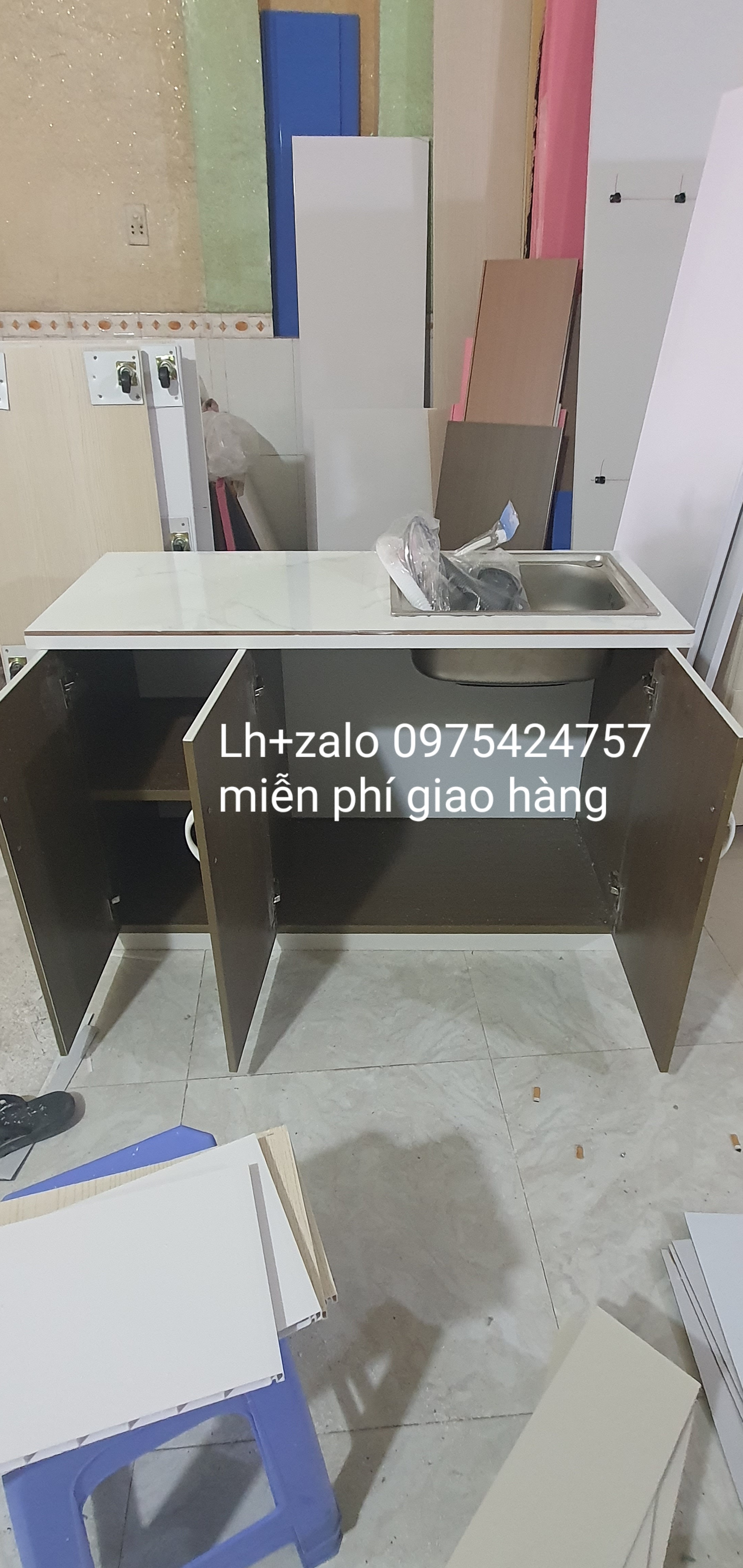 Tủ bếp mini sẵn bồn