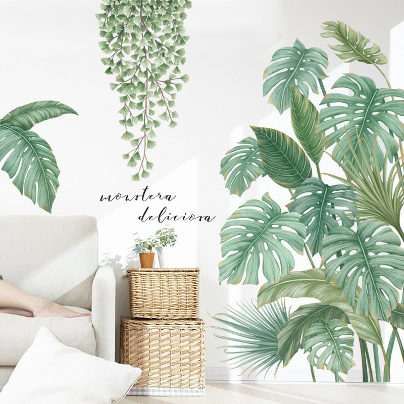 Decal dán tường lá cây nhiệt đới trang trí tươi mát