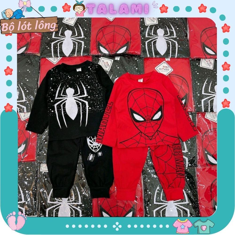 Bộ quần áo bé trai siêu nhân nhện Spider-man dài tay thu đông chất nỉ lót lông ấm cho bé 7-20kg