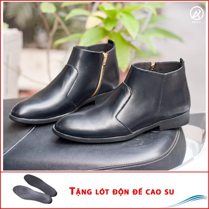 Giày Chelsea Boot Nam Cổ Khóa Da Nhám Màu Đen Cực Chất - CB521-nhamkhoa(DD)- Kèm Độn Đế Tăng Chiều Cao