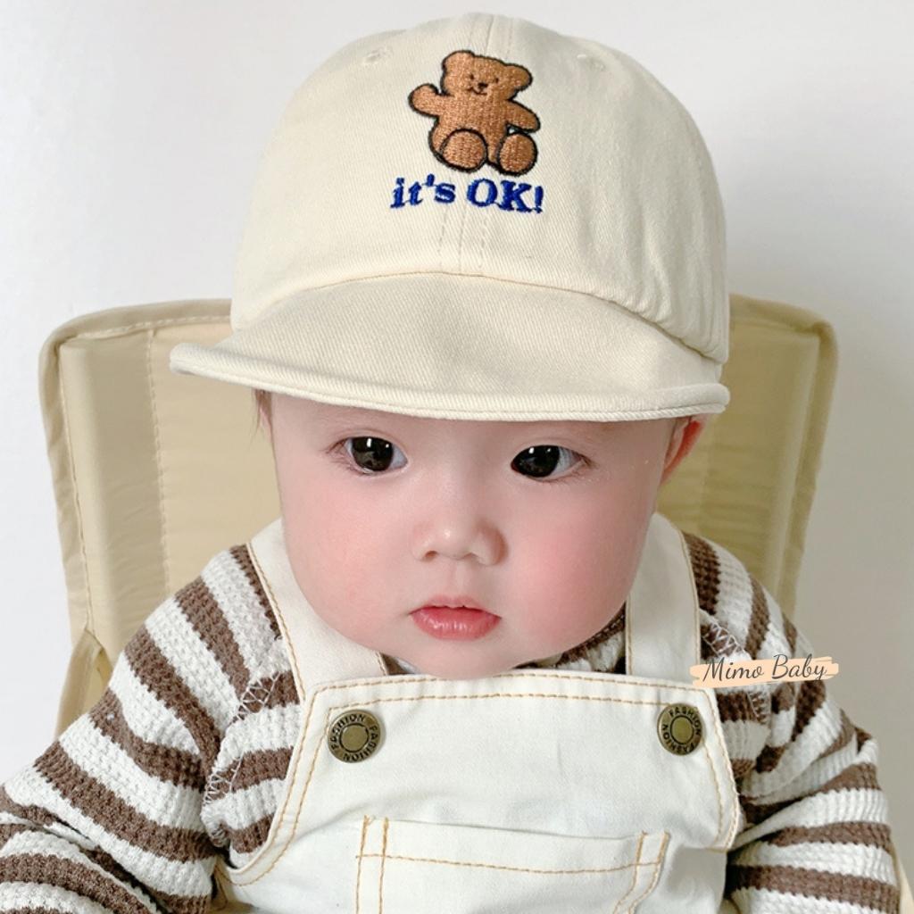 Mũ nón lưỡi trai thêu hình gấu dễ thương cho bé MH120 Mimo Baby
