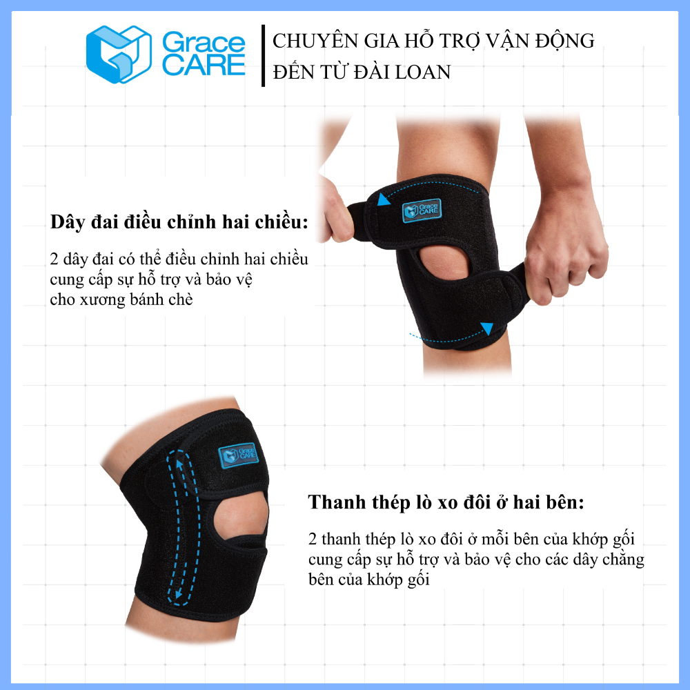 Đai Cố Định Đầu Gối Grace Care KB222 – Bảo Vệ Khớp Gối, Hỗ Trợ Tập Thể Thao, Giảm Đau, Chấn Thương