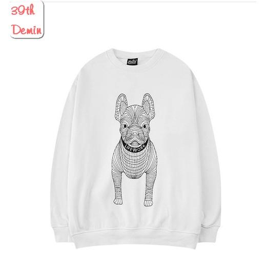 Áo nỉ BULLDOG cổ tròn phong cách Hip Hop graffiti sweater unisex Form rộng Free Size