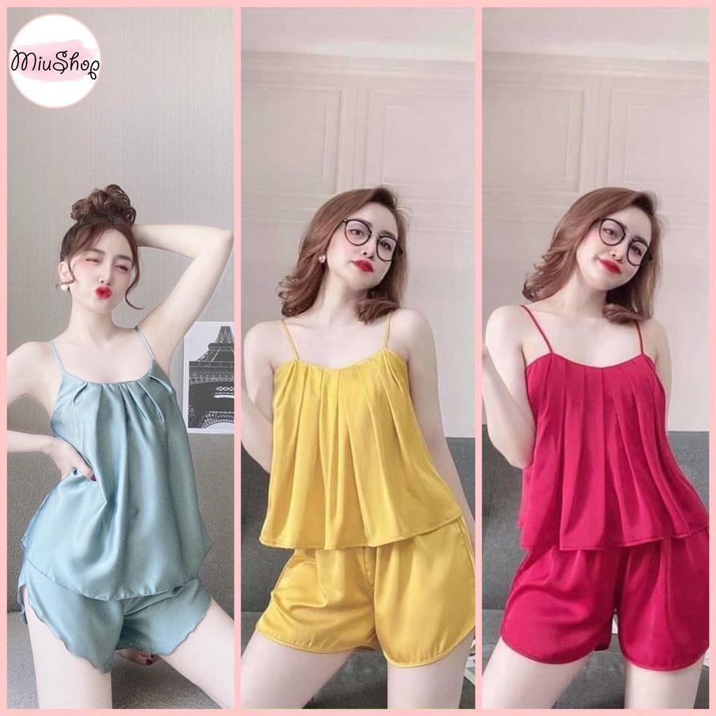 Sét đồ ngủ gấp lysiêu rẻ lụa satin 2 dây dễ thương