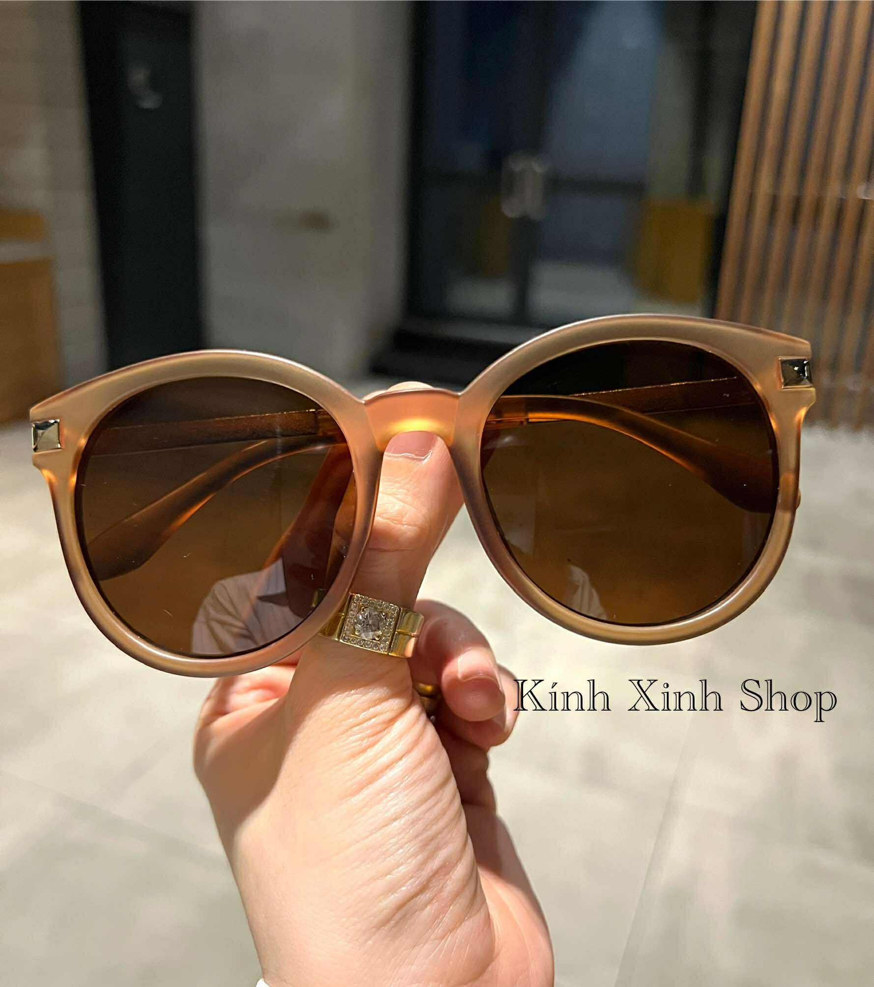 Kính râm nữ thời trang dáng mắt tròn mắt nâu sành điệu