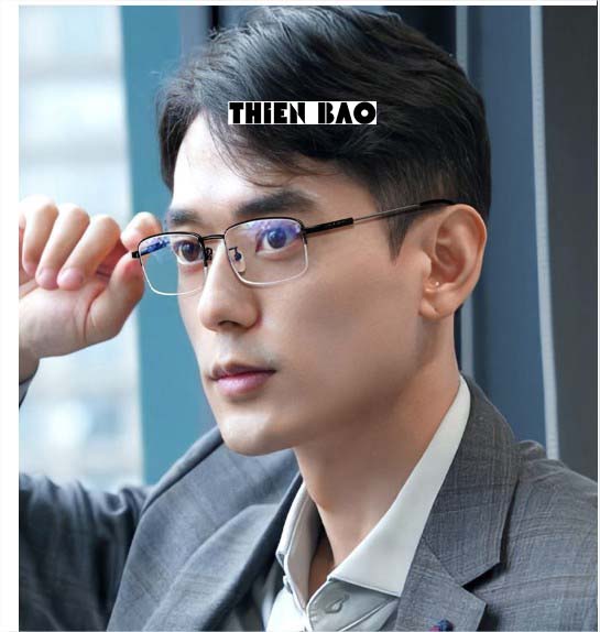 Kính lão thị, kính viễn thị Nam nữ KVM367 hàng đẹp xẻ cước chống as xanh  chuẩn độ Gọng TITANIUM càng dẻo