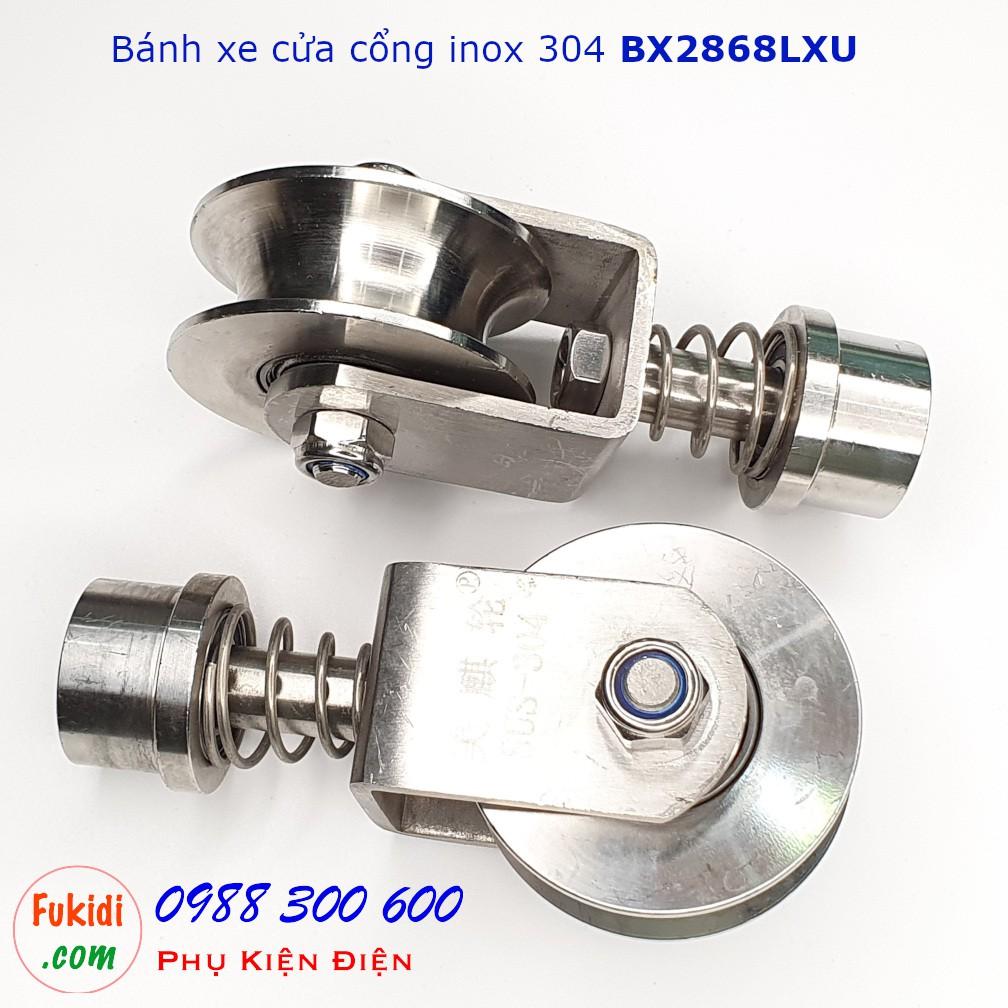 Bánh xe cửa cổng xoay 360 độ, inox 304 ray U size 28x68mm BX2868LXU