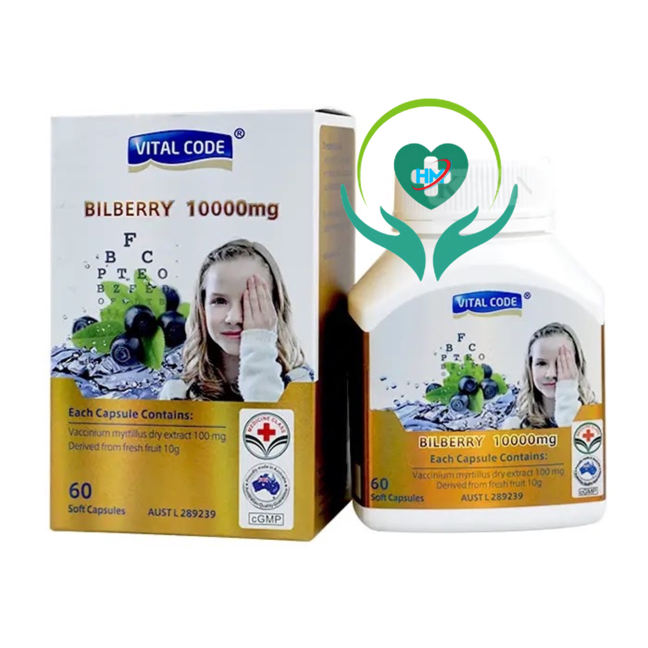 ￼Viên bổ mắt Vital Code Bilberry 10000mg, hộp 60 viên, nhập khẩu Úc