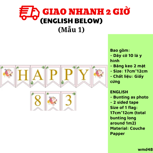 Dây cờ trang trí ngày 8-3 wmd48