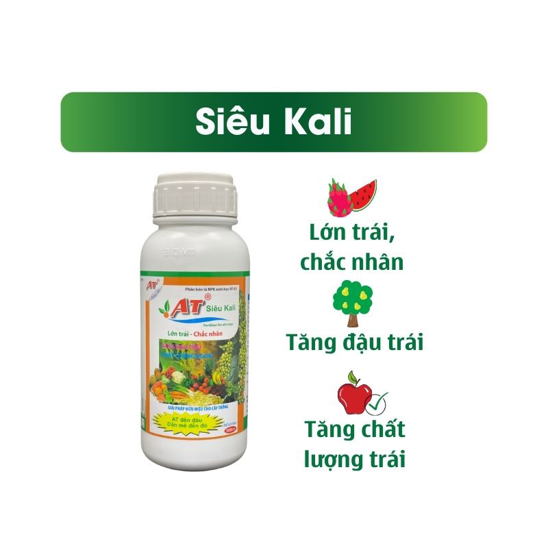 Siêu Kali AT 500ml Kali AT Hữu Cơ Tạo Ngọt, Kích Thích Đậu Trái, Chắc Nhân, Đâm Hoa Nhanh, Chống Rụng Trái Non