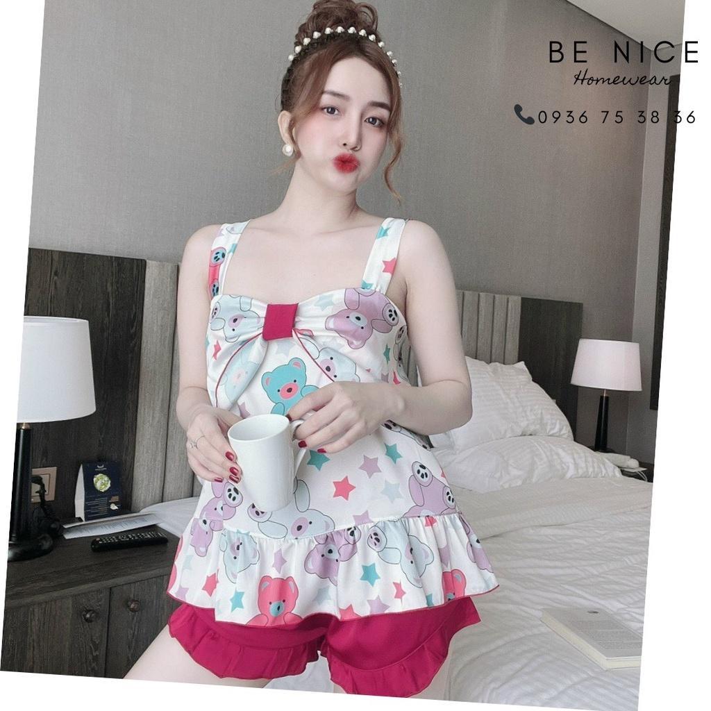 Bộ dây ngắn mặc nhà phối nơ với nhiều họa tiết đáng yêu cho nàng Be Nice Homewear