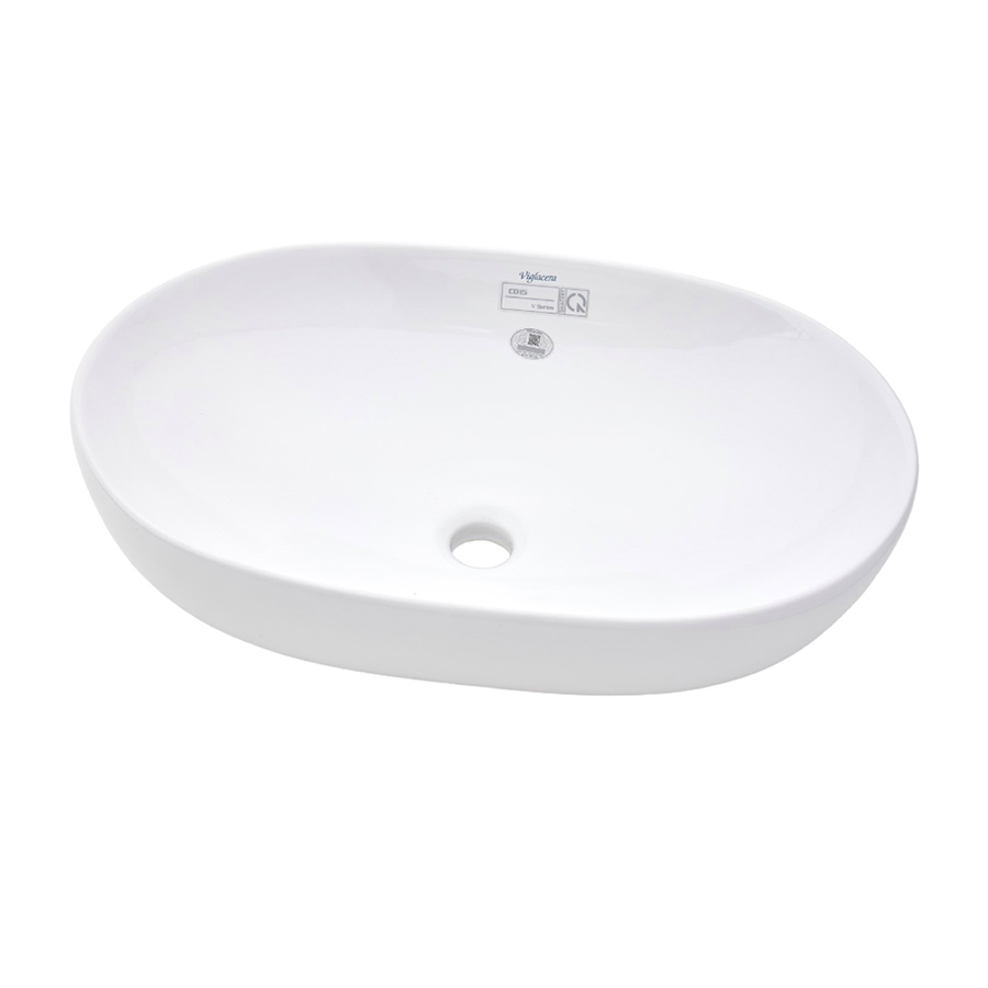 Lavabo đặt bàn Viglacera CD15 màu trắng hình oval, chất liệu sứ ceramic, lòng chậu sâu - Hoa Sen Home - Hàng chính hãng