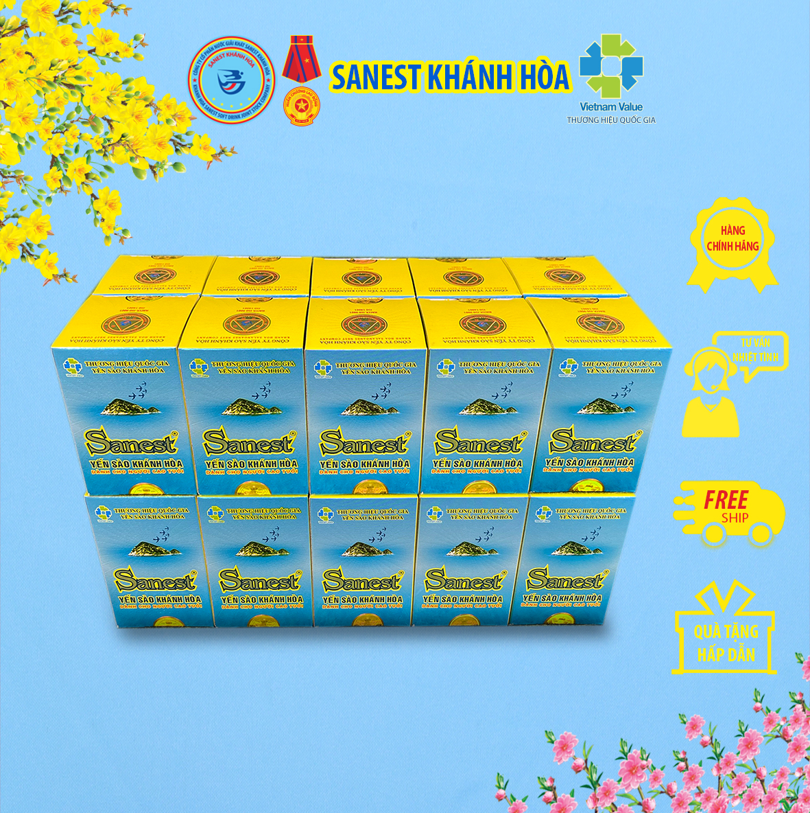Nước Yến sào Khánh Hòa Sanest dành cho người cao tuổi có đường đóng lọ 70 ml