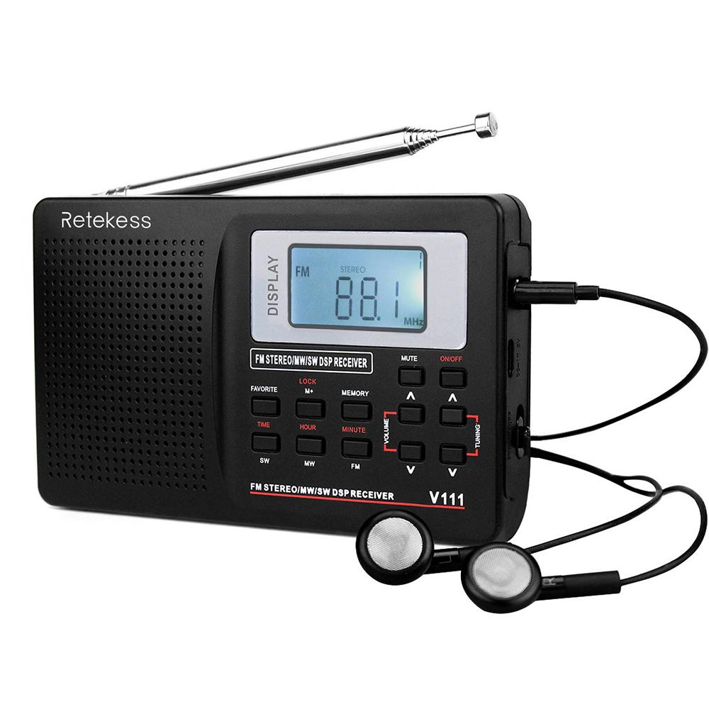 Radio kĩ thuật số Retekess MW / FM / SW Radio âm thanh nổi 9KHz Pocket World Band Điều chỉnh kỹ thuật số Radio Mini DSP