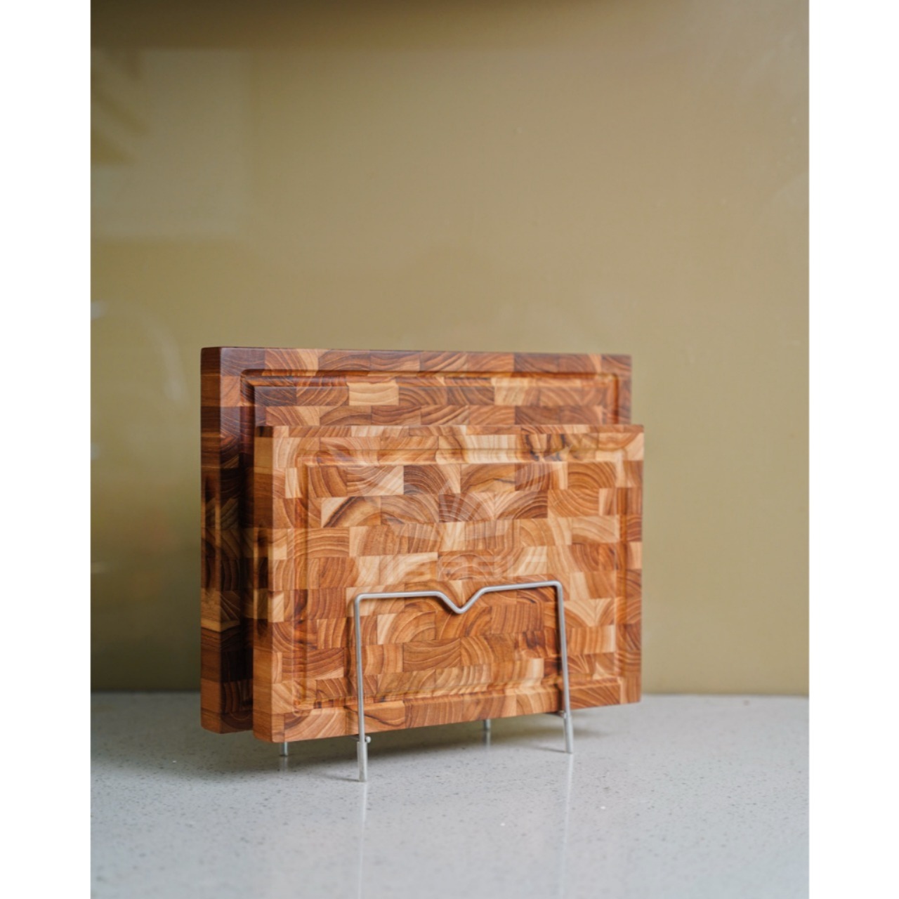 Kệ đựng thớt inox 2 ngăn Vibasic đa năng kết hợp đựng nắp nồi, dao, thớt