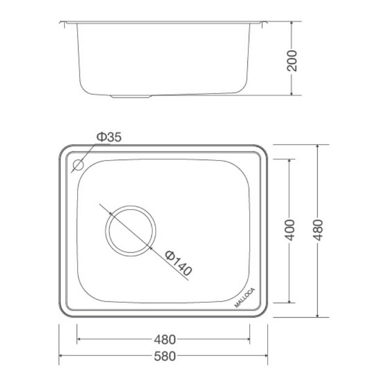 Chậu Rửa Chén Malloca MS 1023 - Inox 304 - Ngang 58cm