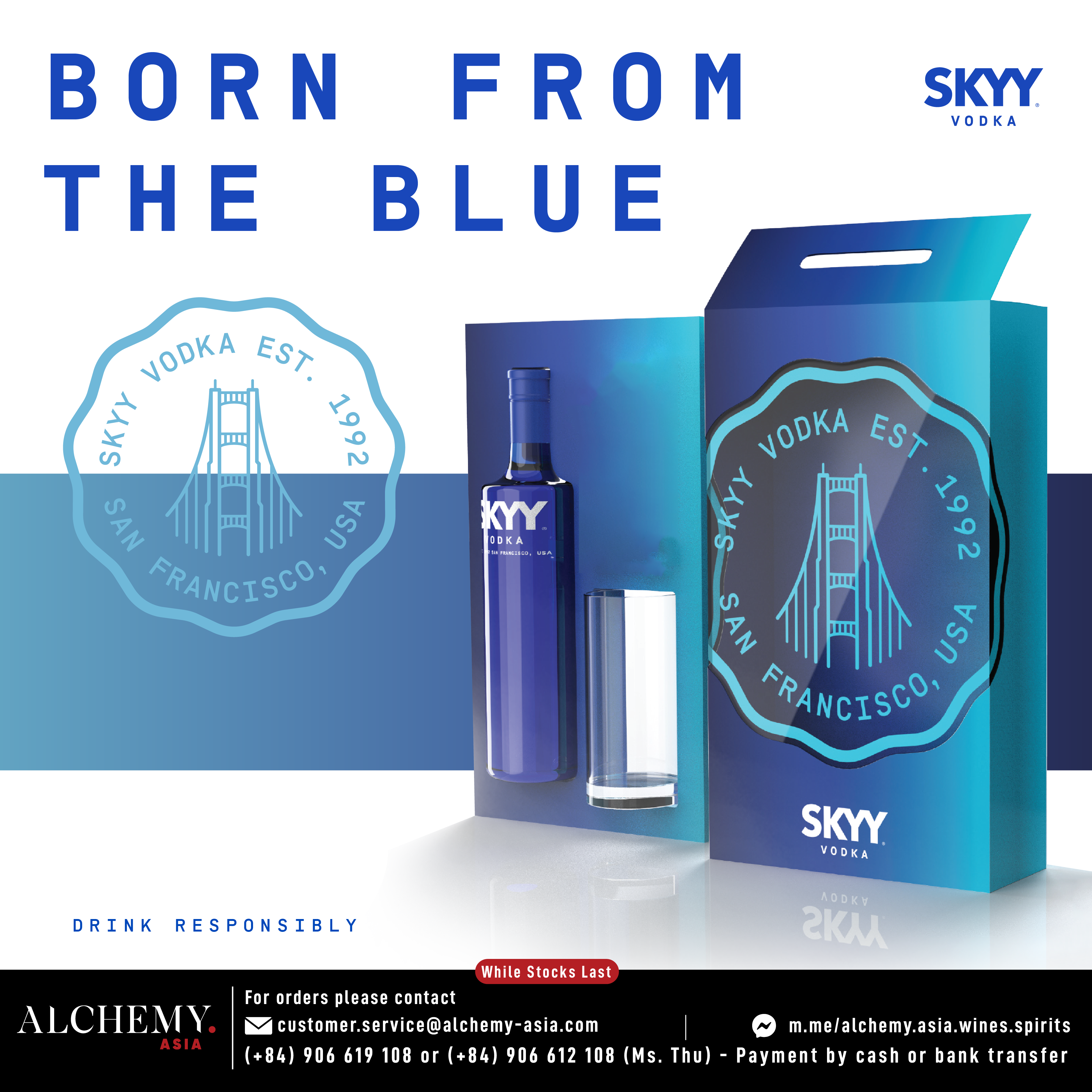 Set rượu Skyy Vodka 40% 1x0.7L