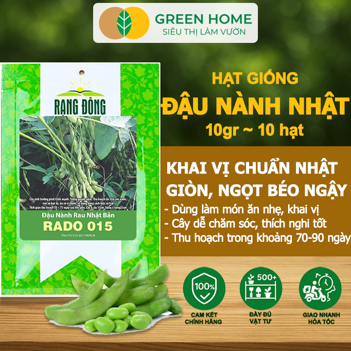 Hạt Giống Đậu Nành Rau Nhật Bản Greenhome, Gói 10GR~10 hạt, Dễ Trồng Quanh Năm, Nảy Mầm Cao T36