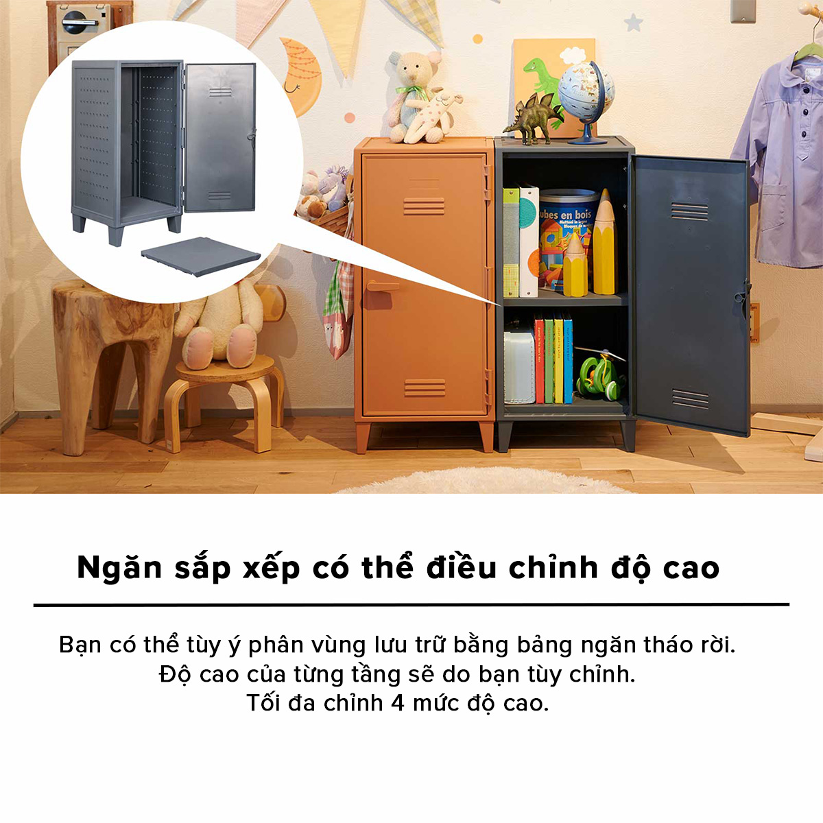 TENMA Tủ Nhựa Lưu Trữ Vazzo JAPAN QUALITY Cửa Mở Có Tay Cầm, Chất Liệu Nhựa Nhẹ Và Bền