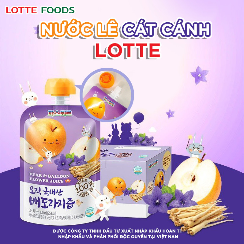 NƯỚC LÊ CÁT CÁNH LOTTE Hàn Quốc (Xách 20 túi 100ml)