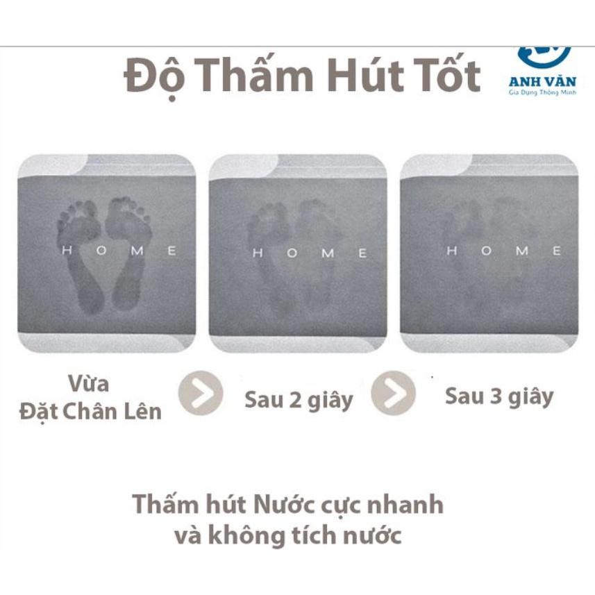 Thảm lau chân silicon siêu thấm hút nước - Chống trượt, siêu mềm dày dặn (kích thước 60 x 40 cm)