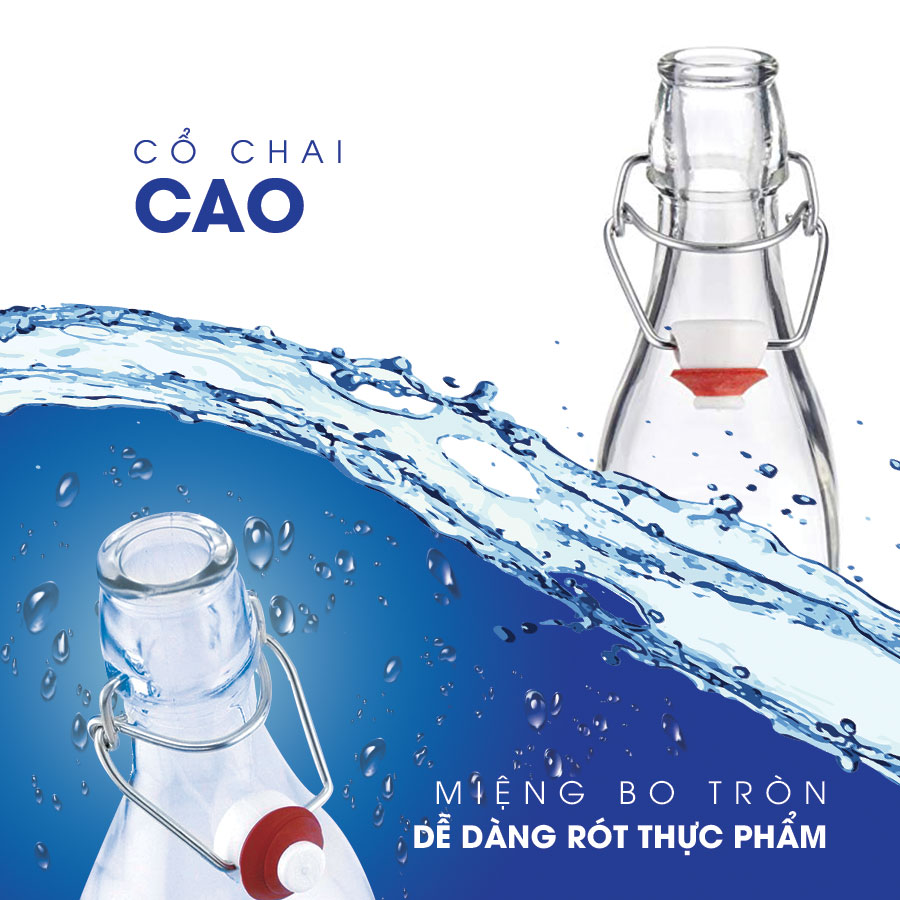 Chai thủy tinh nắp cài Giara 1L - HÀNG CHÍNH HÃNG