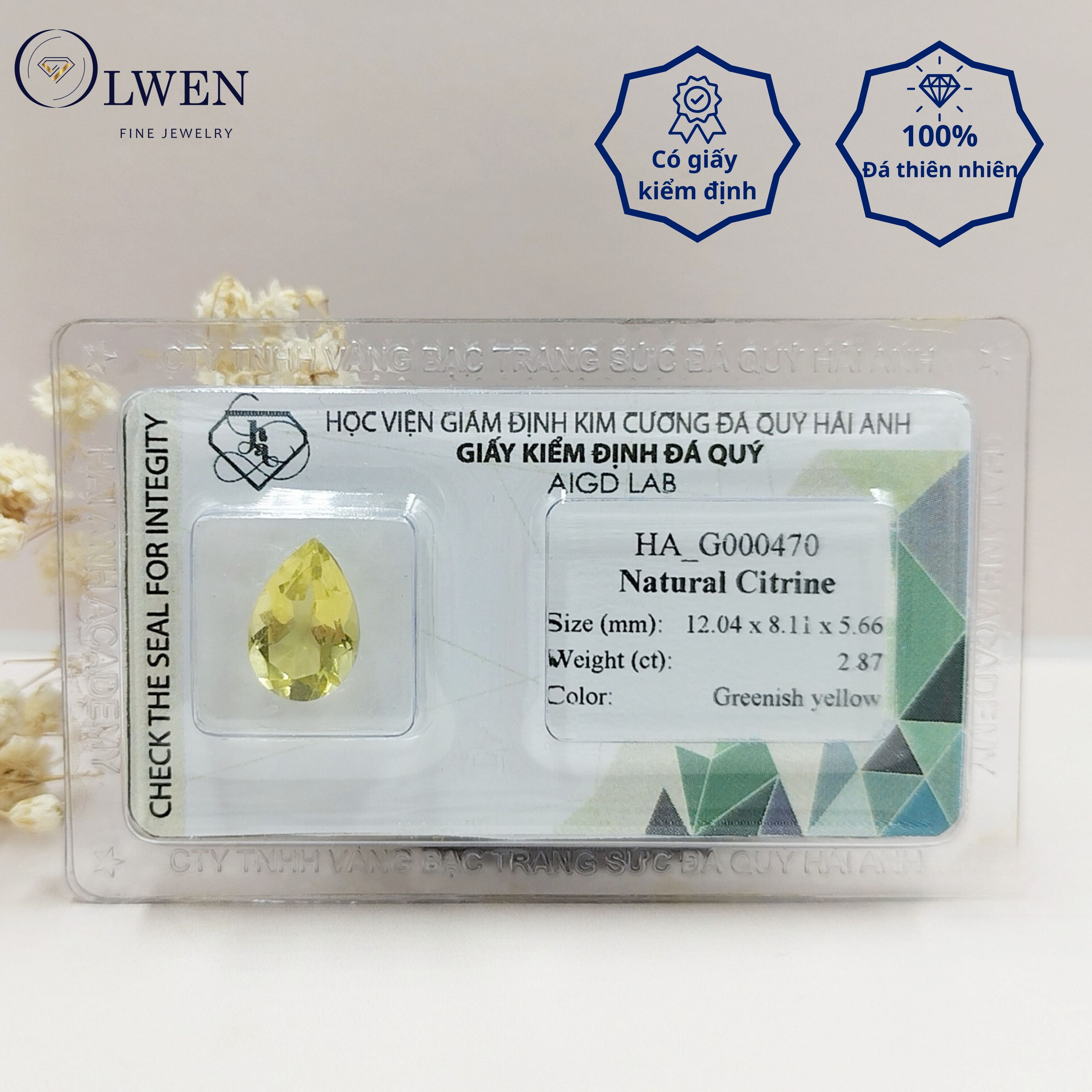 Viên đá Thạch anh vàng thiên nhiên HA_G000470