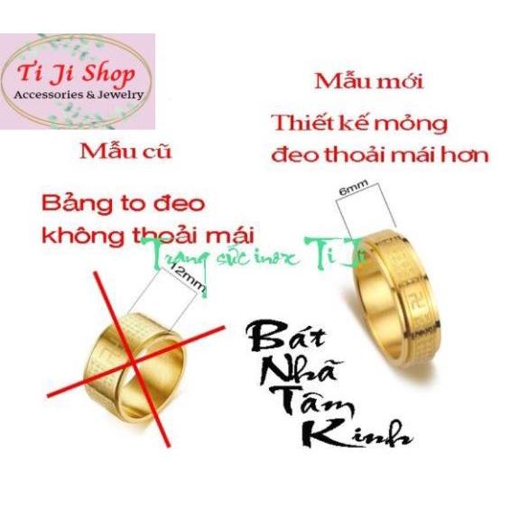 Nhẫn titan bát nhã tâm kinh bản nhỏ 6mm màu vàng siêu đẹp, bền màu - đeo tay vạn sự may