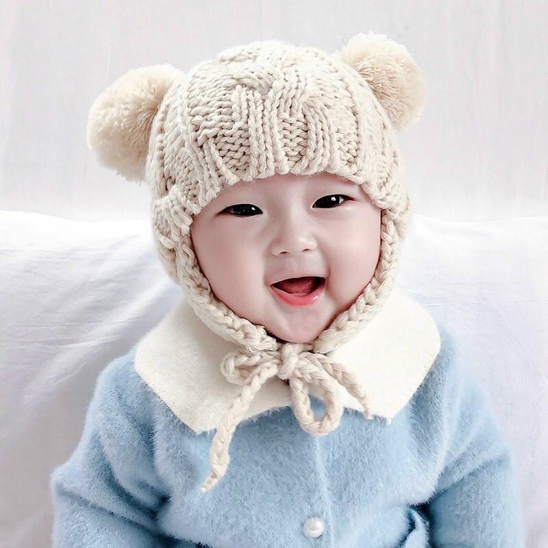 Mũ len quả bông cho bé siêu đáng yêu, hàng đẹp