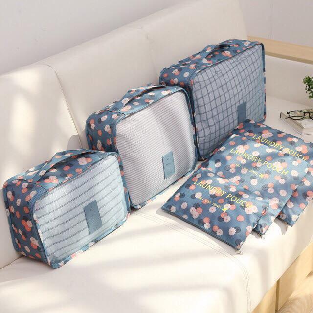 Set 6 Túi Đựng Quần Áo, Mỹ Phẩm, Đồ Dùng Cá Nhân Đi Du Lịch