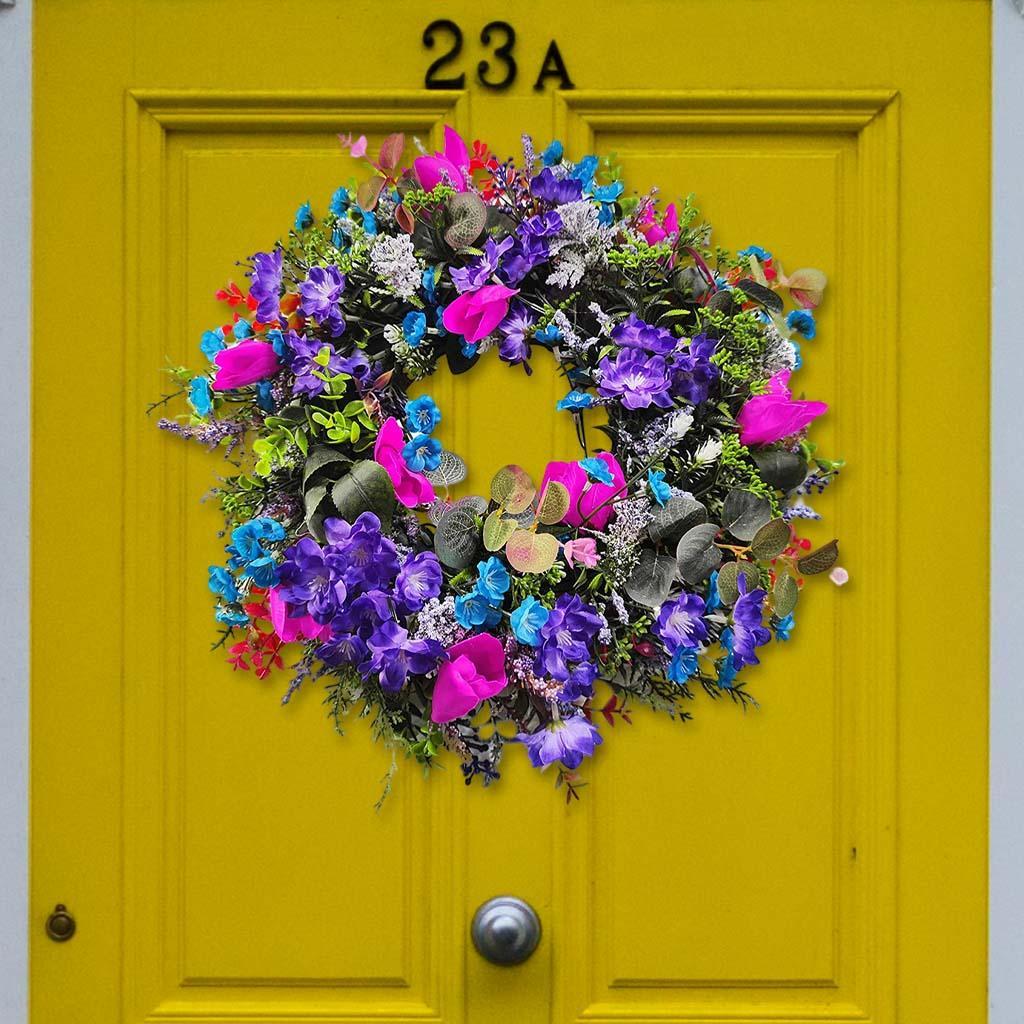 Artificial Tulip Flower Wreath Party Floral Wreath Wedding Summer Front Door