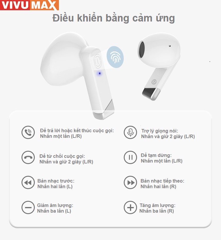 Tai nghe Bluetooth 5.3 cao cấp Vivumax VX10 - Hàng Chính Hãng