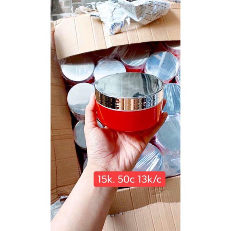 HỦ 200gr thân đỏ  nắp xi bạc