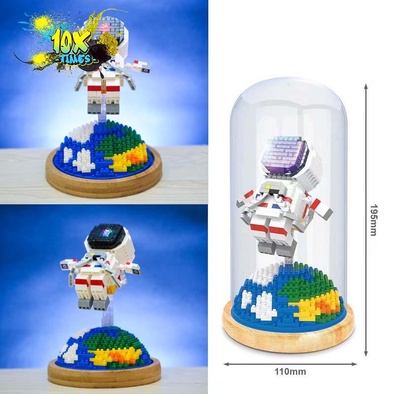 Đồ chơi lego 3d phi hành gia trái đất mặt trăng ngôi sao dễ thương quà tặng sinh nhật bạn gái trai (9 mẫu, lồng kính,đèn led