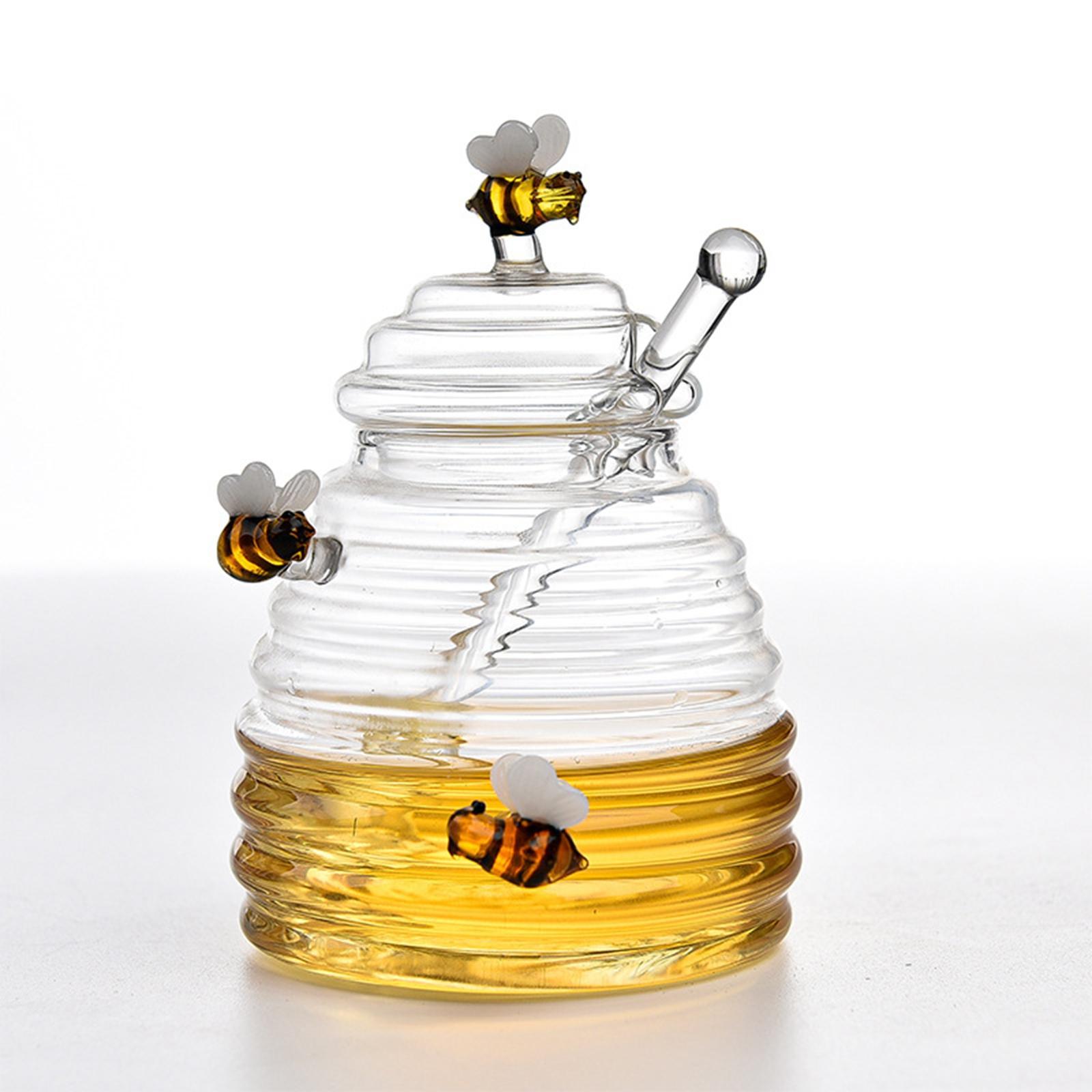 Transparent Honey Jar Pot with Stirring Rod Container