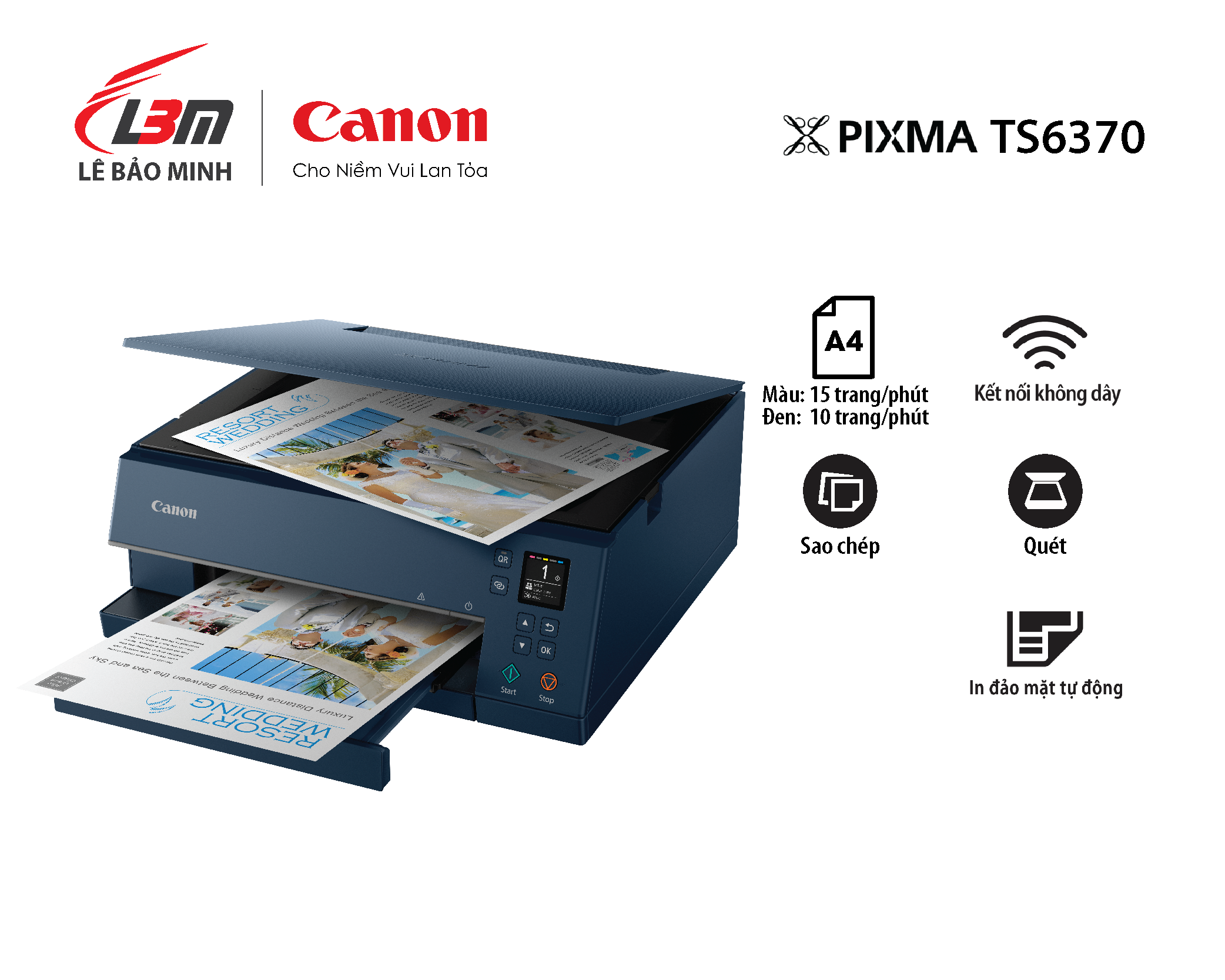 Máy in phun đa chức năng Canon TS6370- Hàng chính hãng