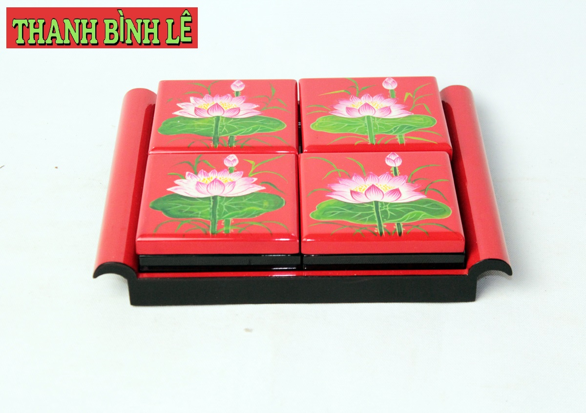 Khay hộp đựng bánh mứt sơn mài cao cấp Thanh Bình Lê, Khay cuốn