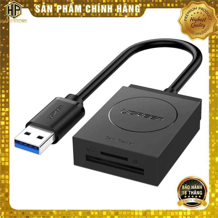 Đầu đọc thẻ USB 3.0 hỗ trợ SD/TF Ugreen 20250 chính hãng - Hàng Chính Hãng