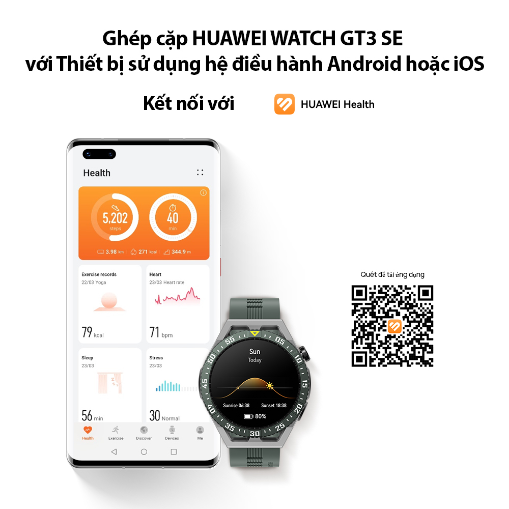 Đồng hồ thông minh HUAWEI WATCH GT 3 SE | Tập luyện khoa học | Theo dõi giấc ngủ | Pin lên đến 2 tuần | Hàng Chính Hãng