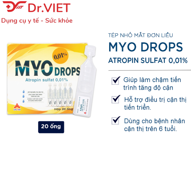 Dung dịch nhỏ mắt nhân tạo MYOdrops Chính hãng- Hỗ trợ giảm cận thị, Làm chậm tăng độ cận-Sử dụng hàng ngày, không chất bảo quản