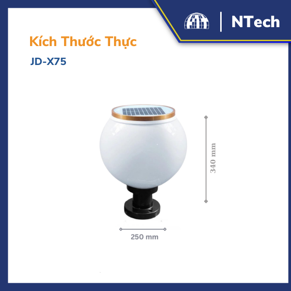 Đèn trụ cổng năng lượng mặt trời JD-X70/JD-X75 | 6V 3W | Ánh sáng trắng/vàng | Mẫu mới 2025