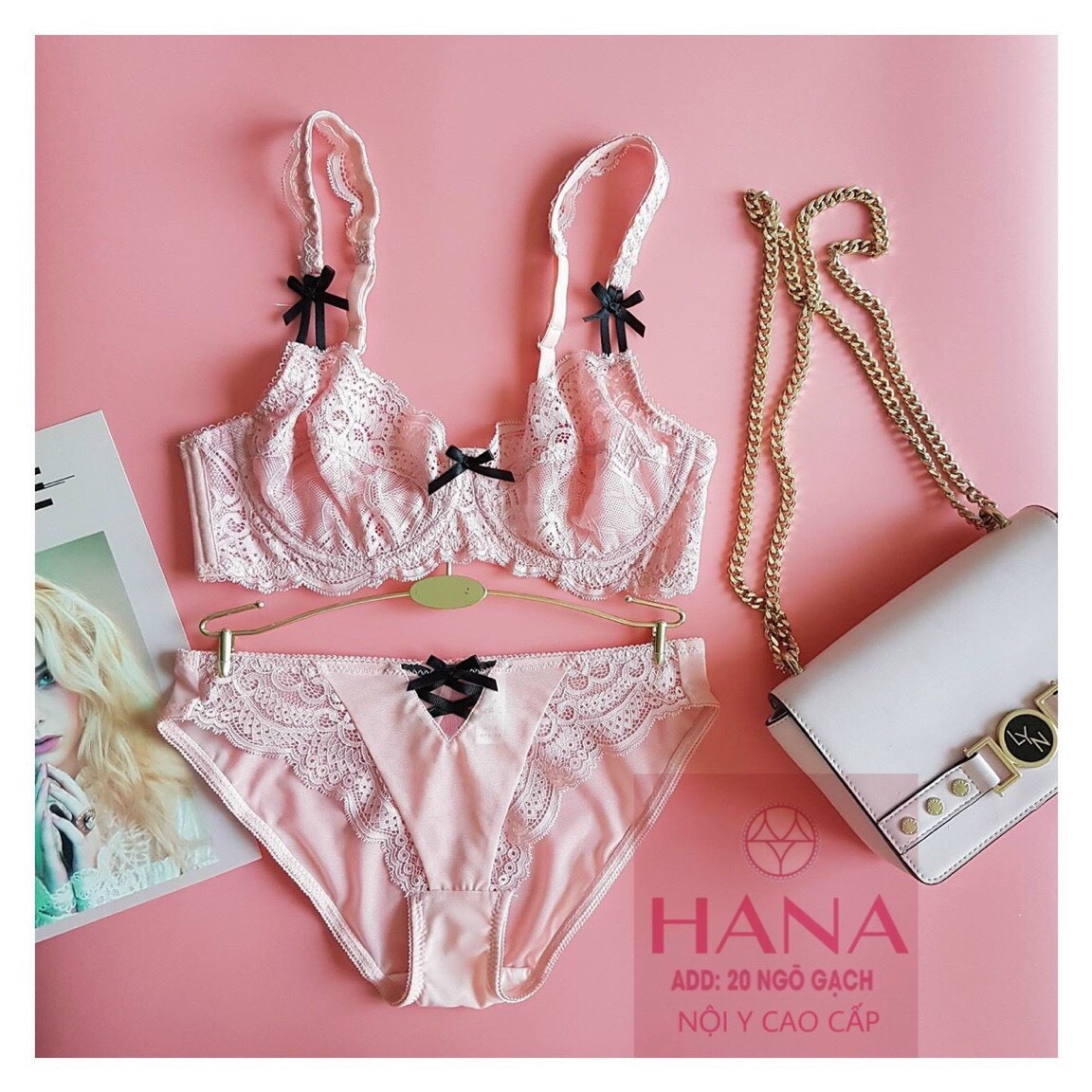 Bộ đồ lót nữ ren mỏng có gọng cho ngực vừa và lớn Man đính nơ