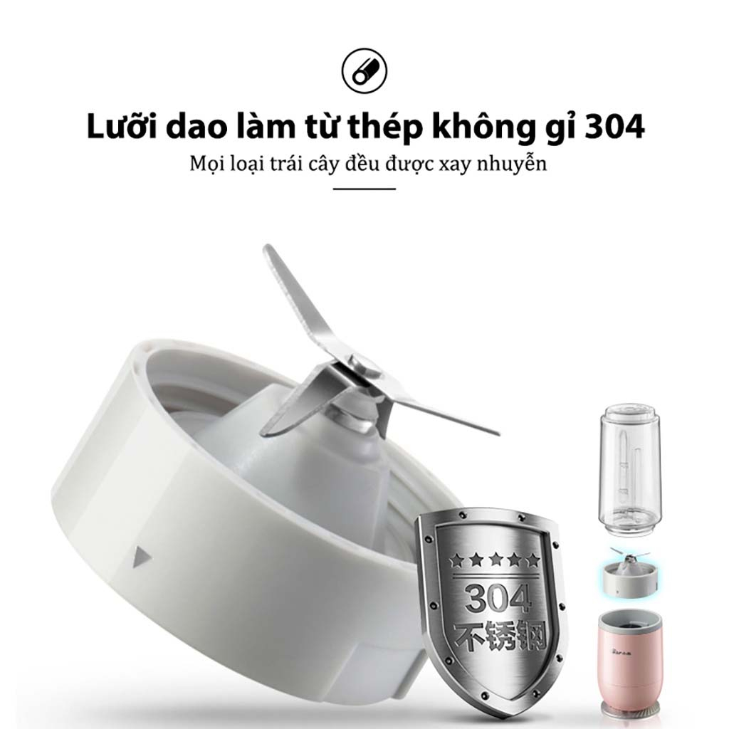 Máy xay sinh tố cầm tay Bear LLJ-D04B1, 2 cốc dung tích 350ml, lưỡi dao kép 2 tầng, xay đá được - HÀNG CHÍNH HÃNG