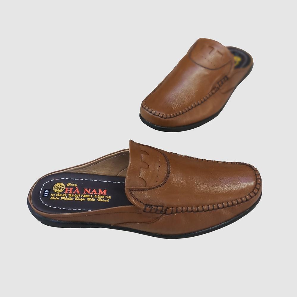Dép Bít Mũi Nam Da Bò Thật TiTi ĐÔ Cao Cấp GSB20118d