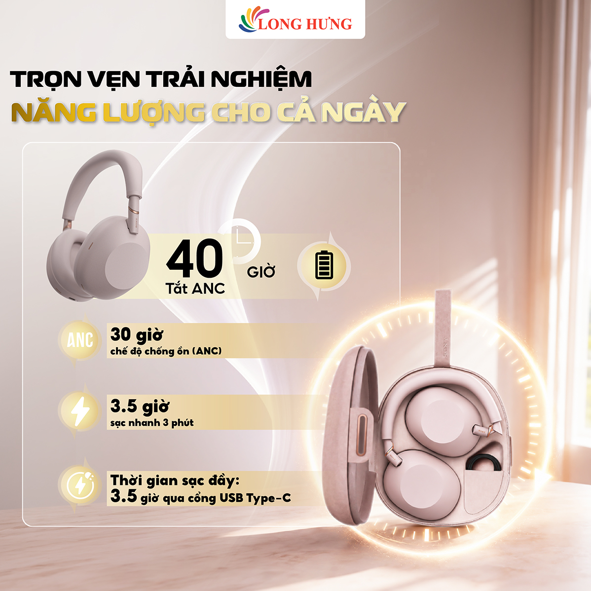 Tai nghe chụp tai Bluetooth Sony WH-1000XM6 - Hàng chính hãng