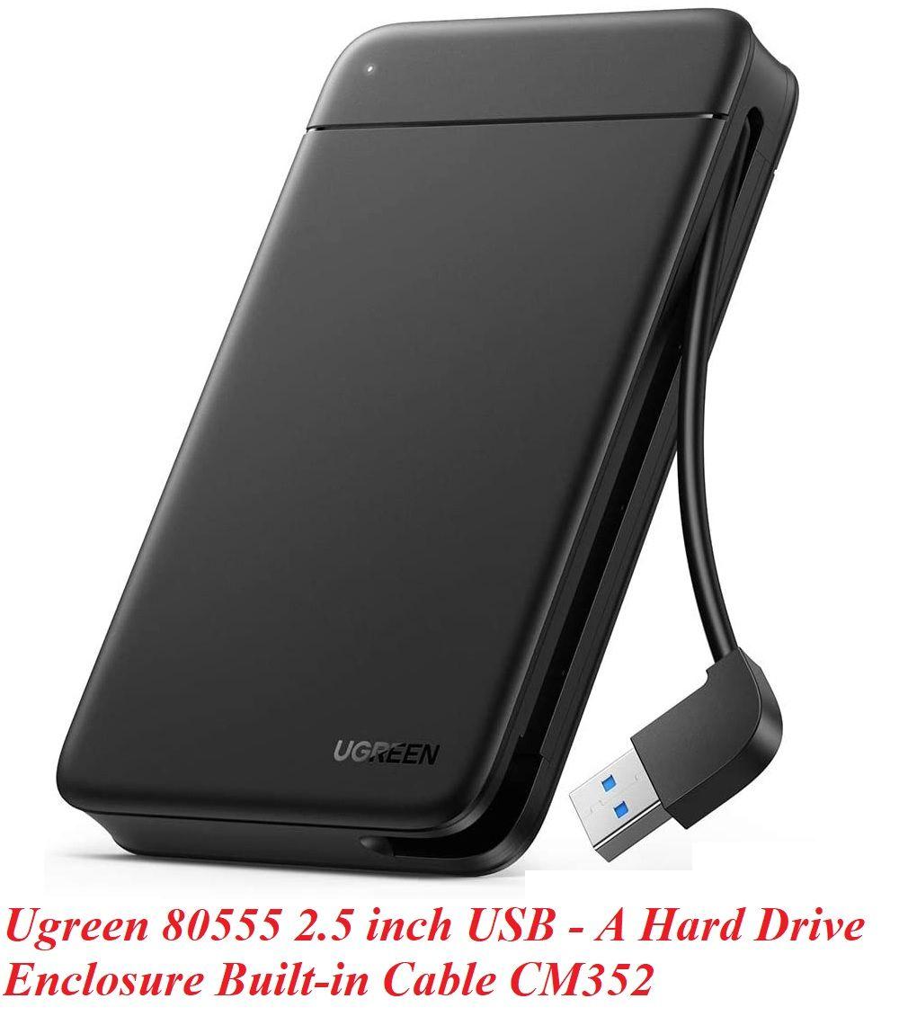 Ugreen UG80555CM352TK tích hợp cáp usb 3.0 Hộp đựng ổ cứng SATA 2.5inch Màu Đen - HÀNG CHÍNH HÃNG