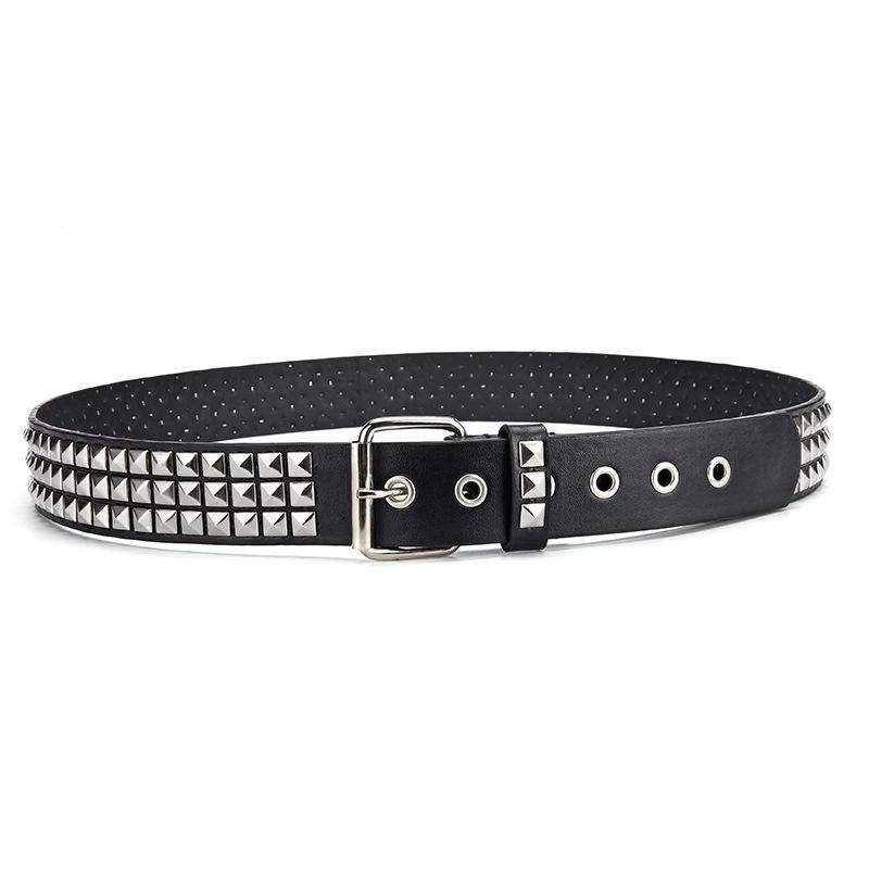 Đính Unisex Dây Da Punk Rock Dây Da Thời Trang Đinh Tán Dây Dành Cho Nữ & Nam Khóa Pin Phụ Nữ Dây Đen Ceinture Femme thắt Lưng Thời Trang